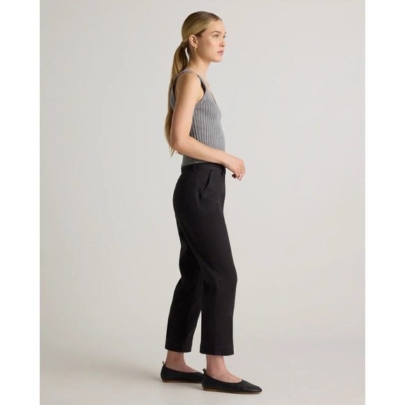 NWT Quince Black Organic Stretch Cotton Twill Straight Leg Cropped Pants 12/26 - Picture 4 of 6